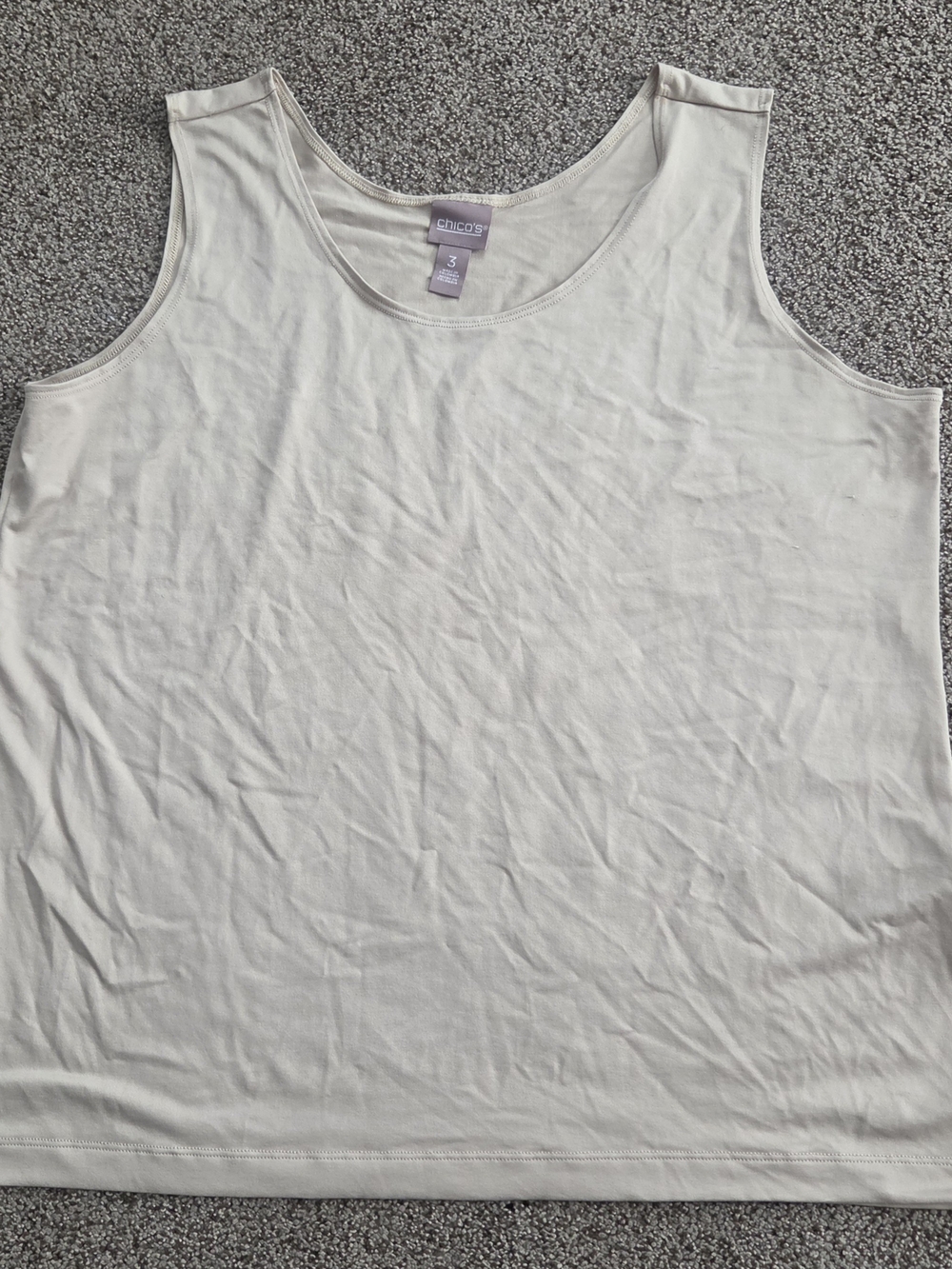 Womens Chico's Beige Scoop Neck Tank Top Layering Camisole – Size 3 (US XL / 16)
